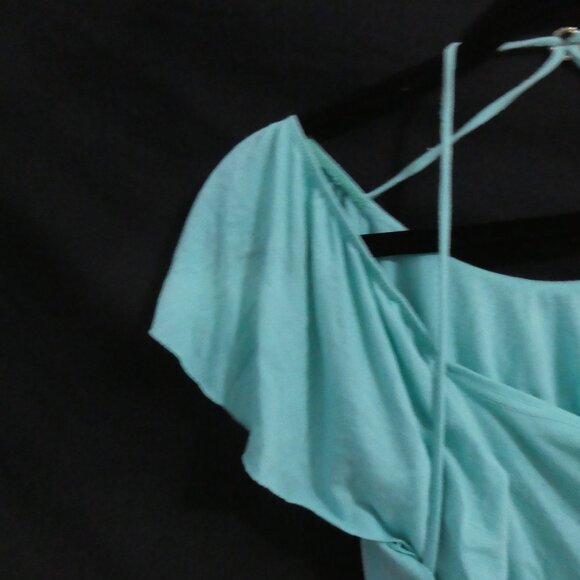 SIRENS | medium | Teal Off-Shoulder Ruffle Sleeve Dress | Dry Clean Only - Picture 9 of 13